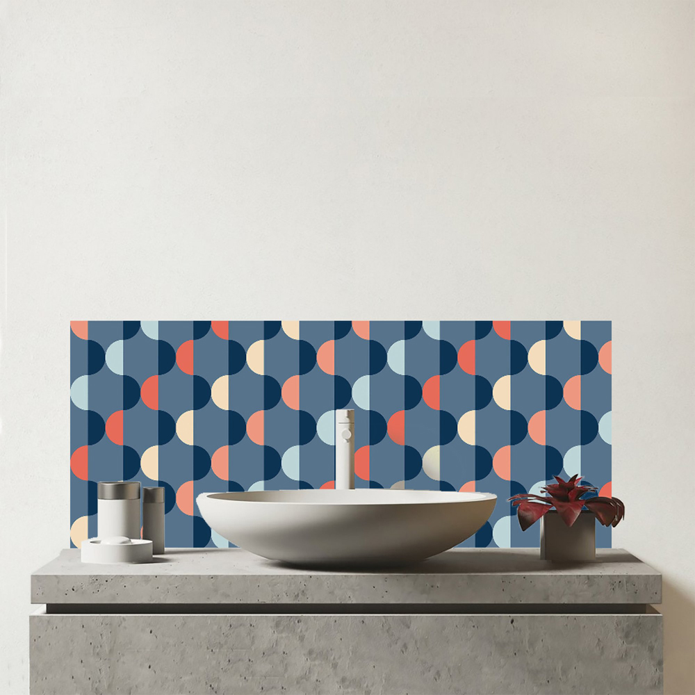 Warren Reed Designer Geometric Pattern Glass Bathroom Splashback 25 x 60cm Image 1
