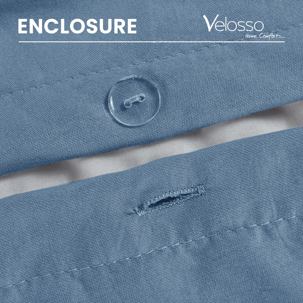 Velosso Washed Linen Look Single Denim Blue Duvet Set Image 5
