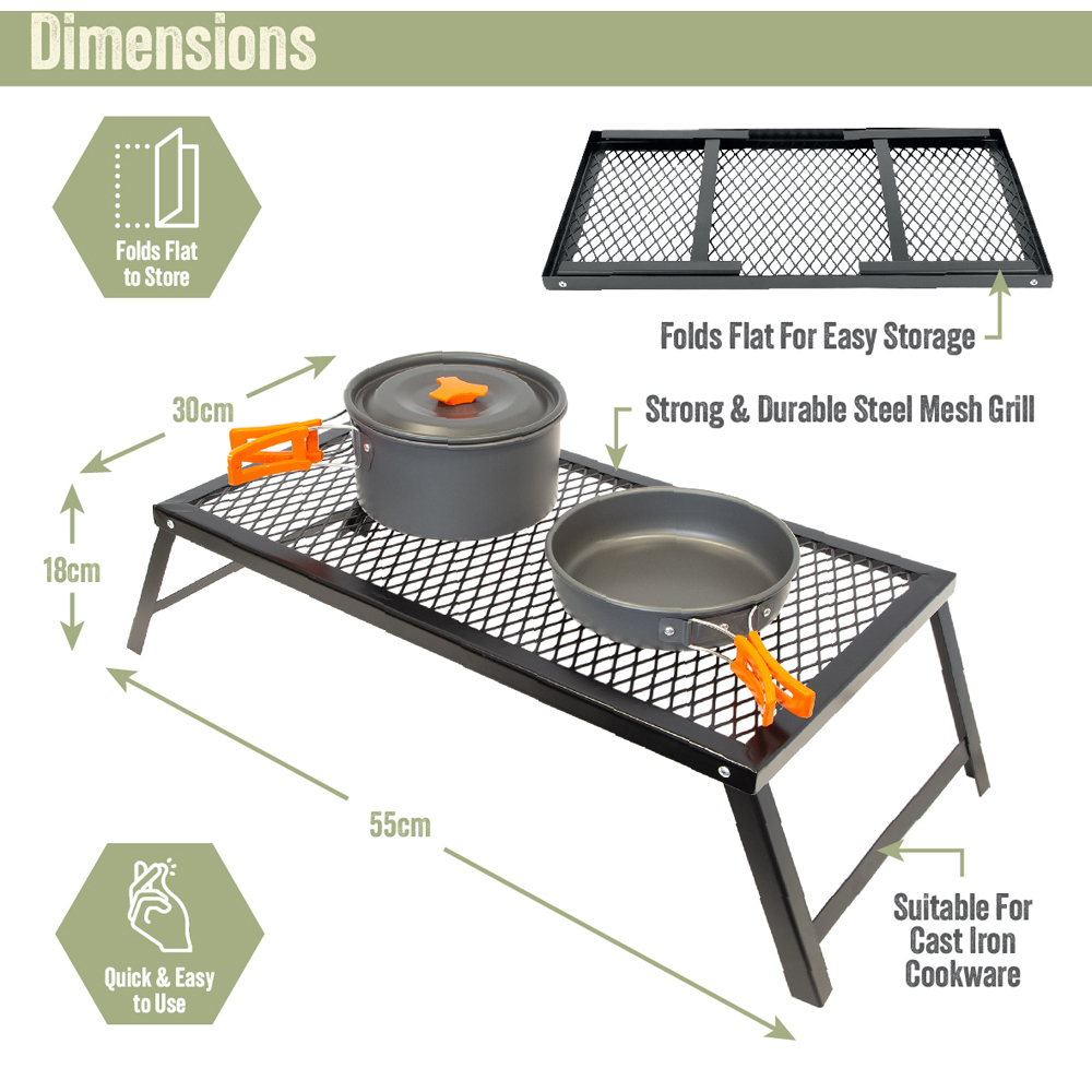 Milestone Camping Heavy Duty Folding Campfire Grill 55 x 30cm Image 9