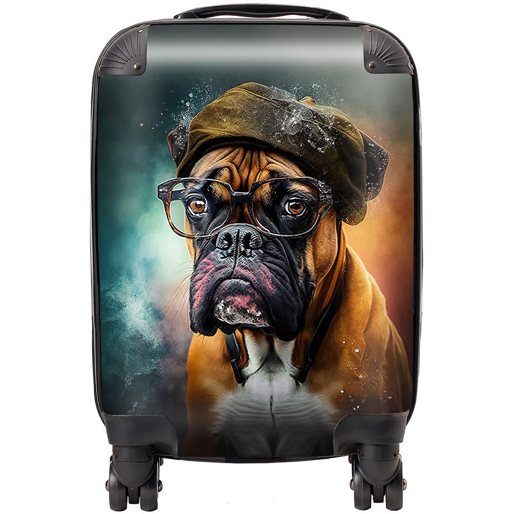 Warren Reed Designer Mini Cabin Splashart Boxer Dog Suitcase Image 1