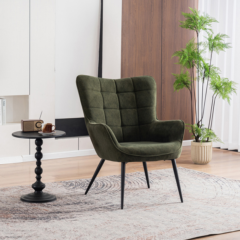 Furniture Online Vera Velvet Green Accent Chair with Footstool Image 7