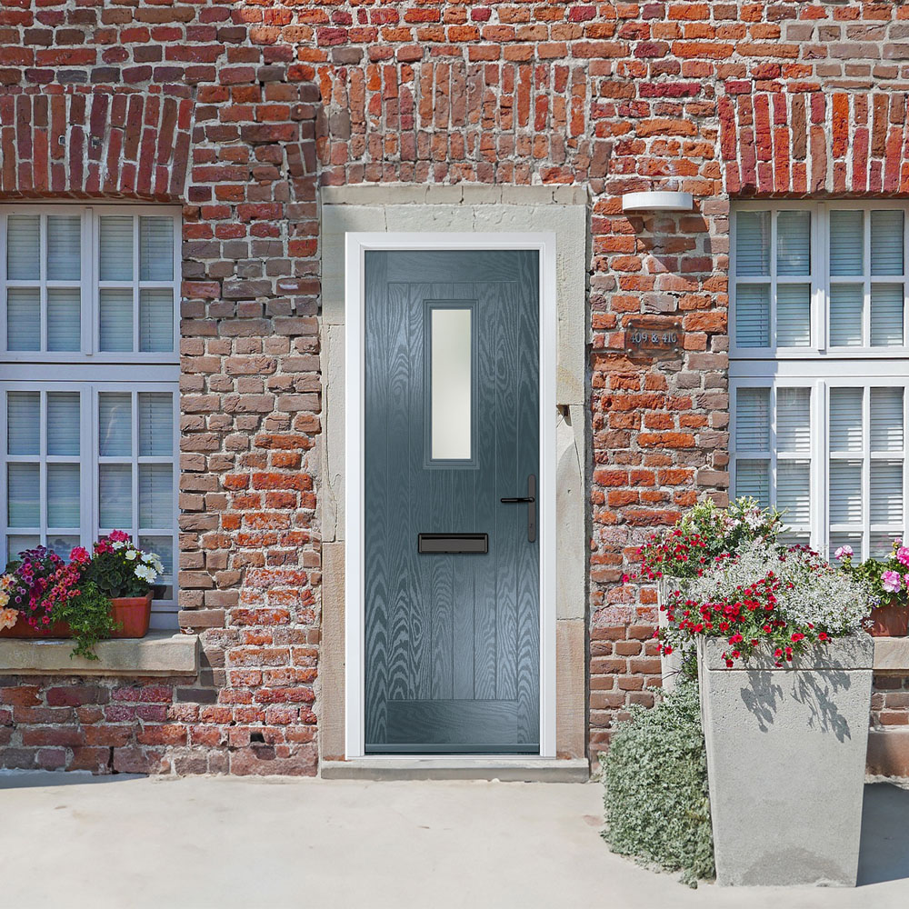 Crystal-Direct Sunningdale Slate Grey GRP Stipolytte Glass Left Hand Open Front Door 2090 x 890mm Image 2