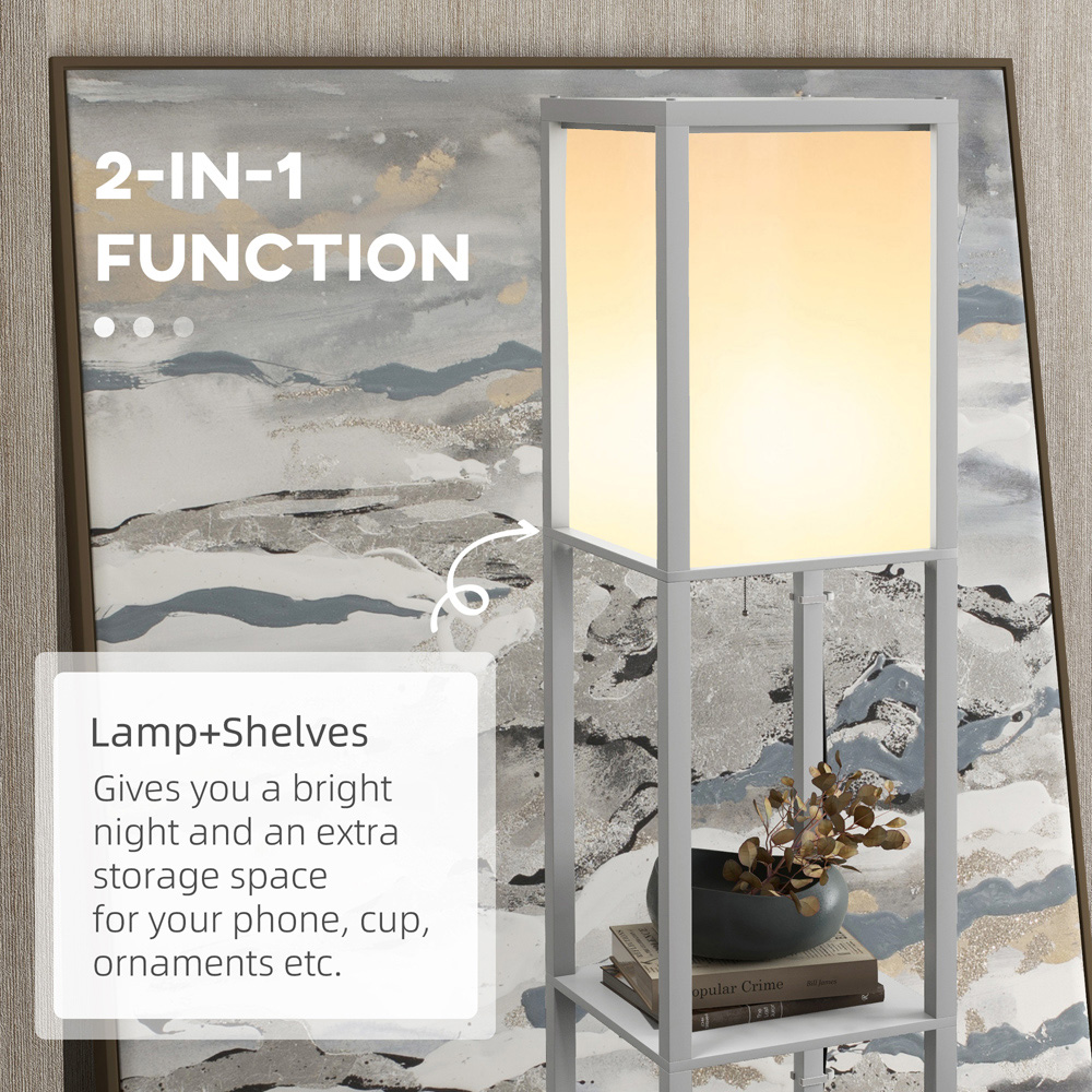 Portland 2 Shelf Grey Floor Lamp with Dual Ambient Light Image 5