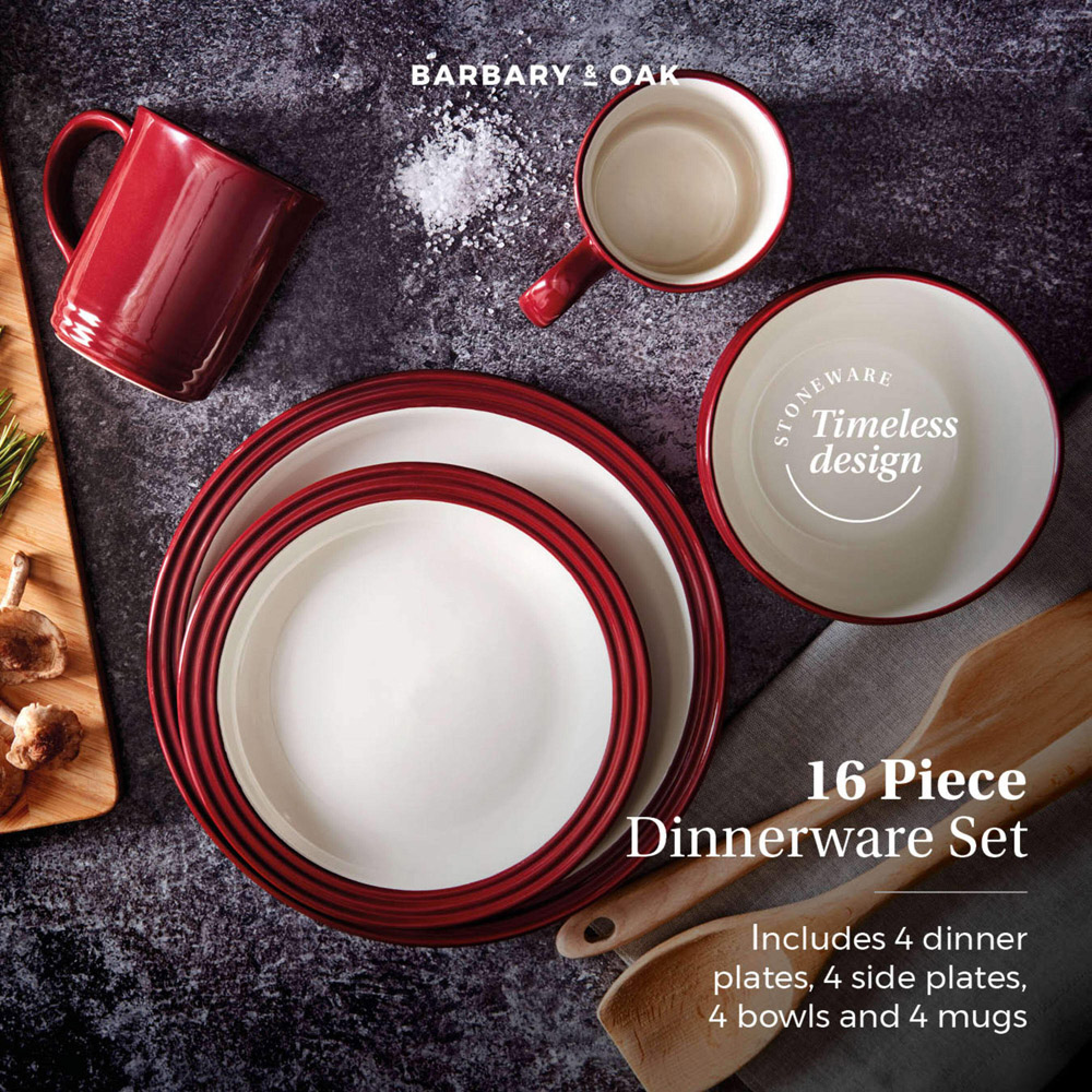 Barbary and Oak Bordeaux Red 16 Piece Dinnerware Image 3