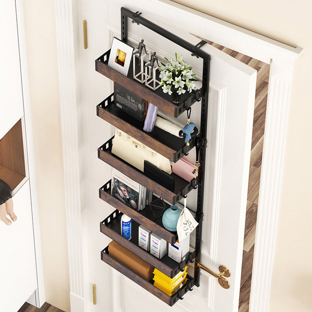 Living and Home 6 Tier Steel and Wooden Over the Door Kitchen Organiser Image 6