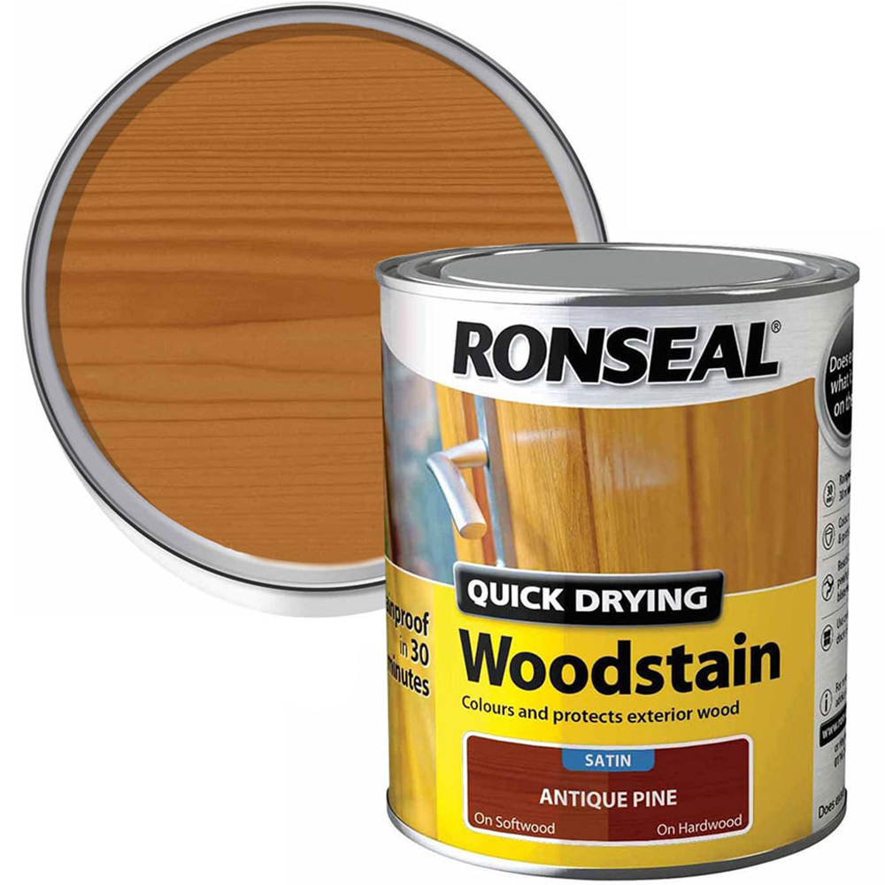 Ronseal Quick Drying Antique Pine Satin Woodstain 750ml Image 1
