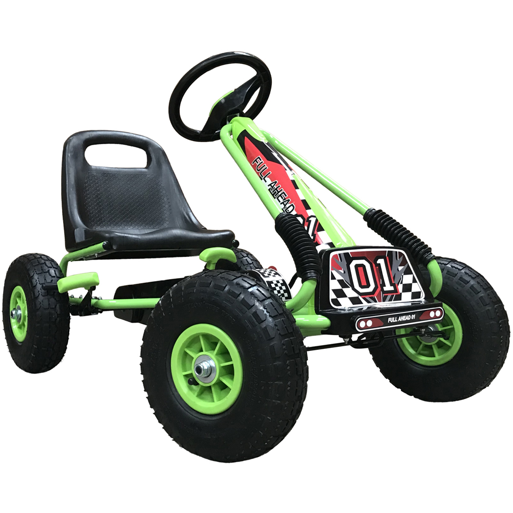 Kiddo Racer Go-Kart 4 Wheel Pedal Car Metal Frame - Green Image 1