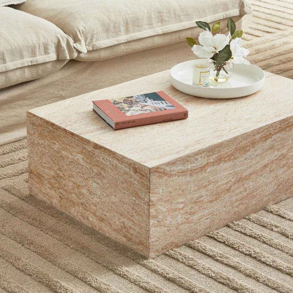 Desser Pisa Travertine Effect Rectangle Coffee Table Image 3