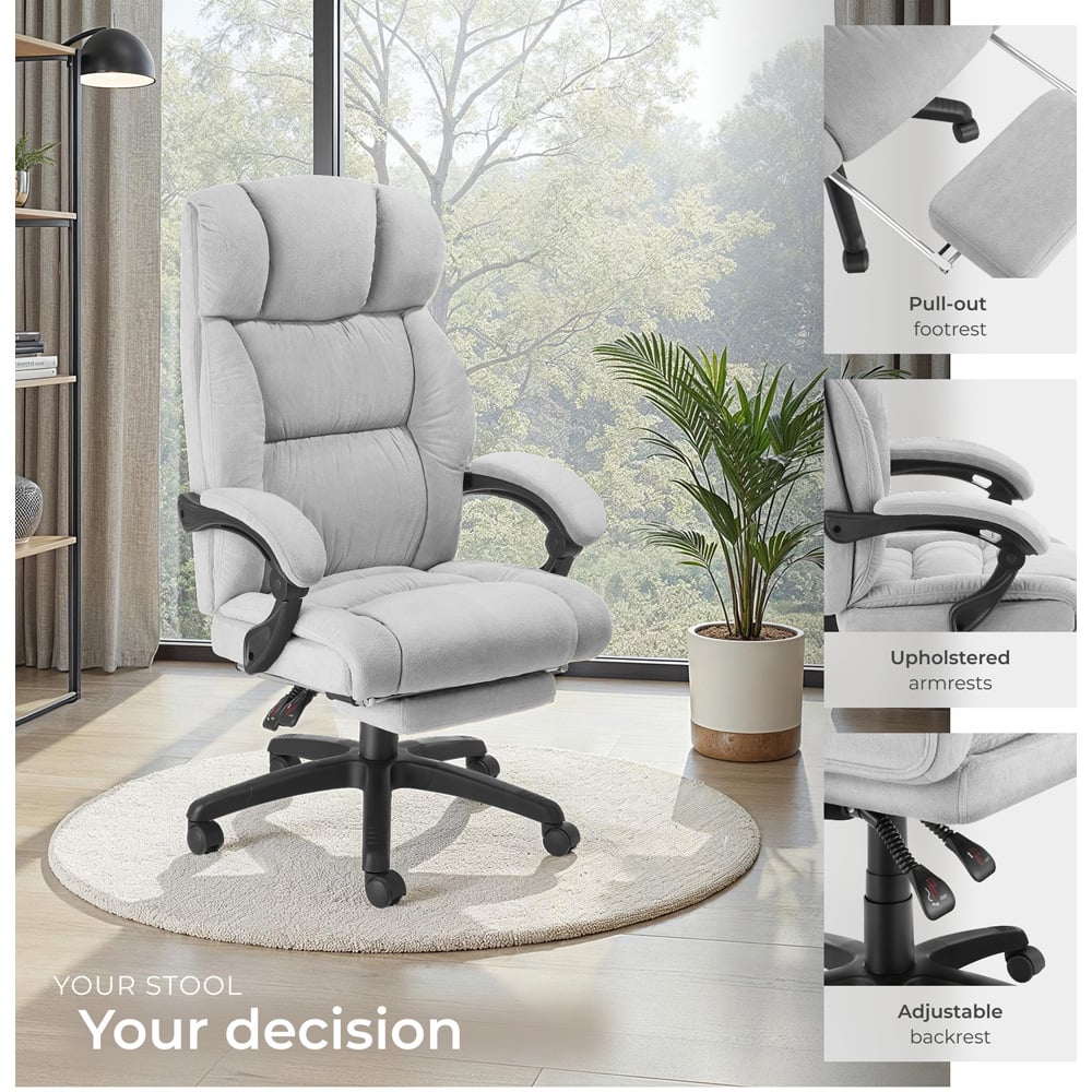 tectake Gillian Grey Office Chair with Folding Footrest Image 3