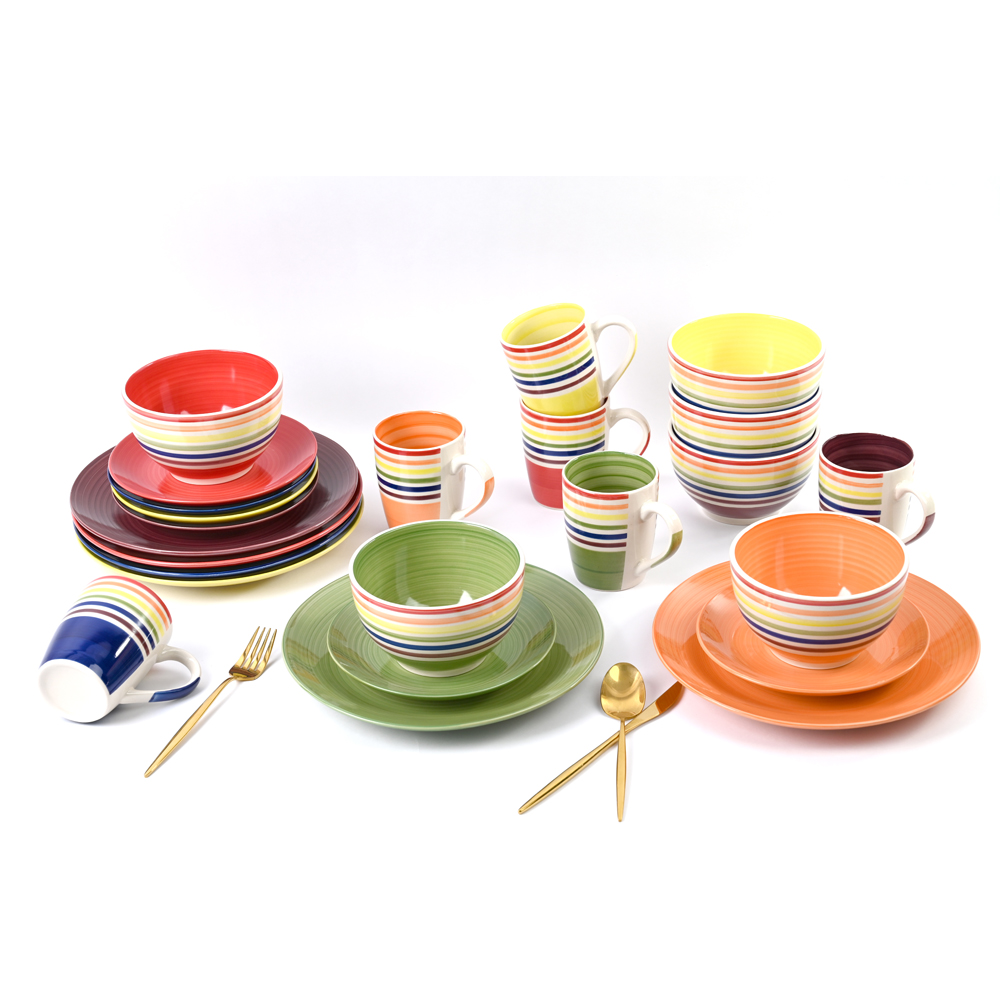 Waterside Rainbow Stripe 24 Piece Dinner Set Image 2