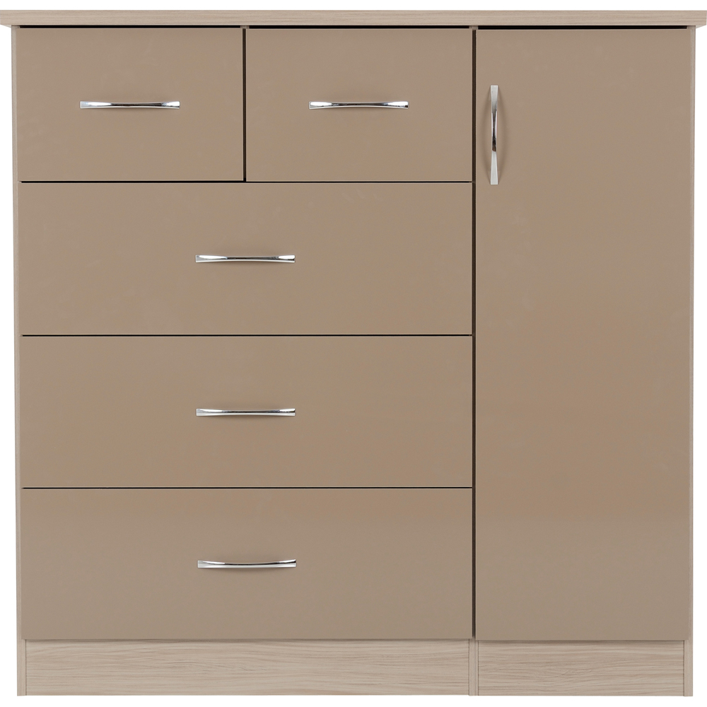 Seconique Nevada 5 Drawer Oyster and Light Oak Low Wardrobe Image 2