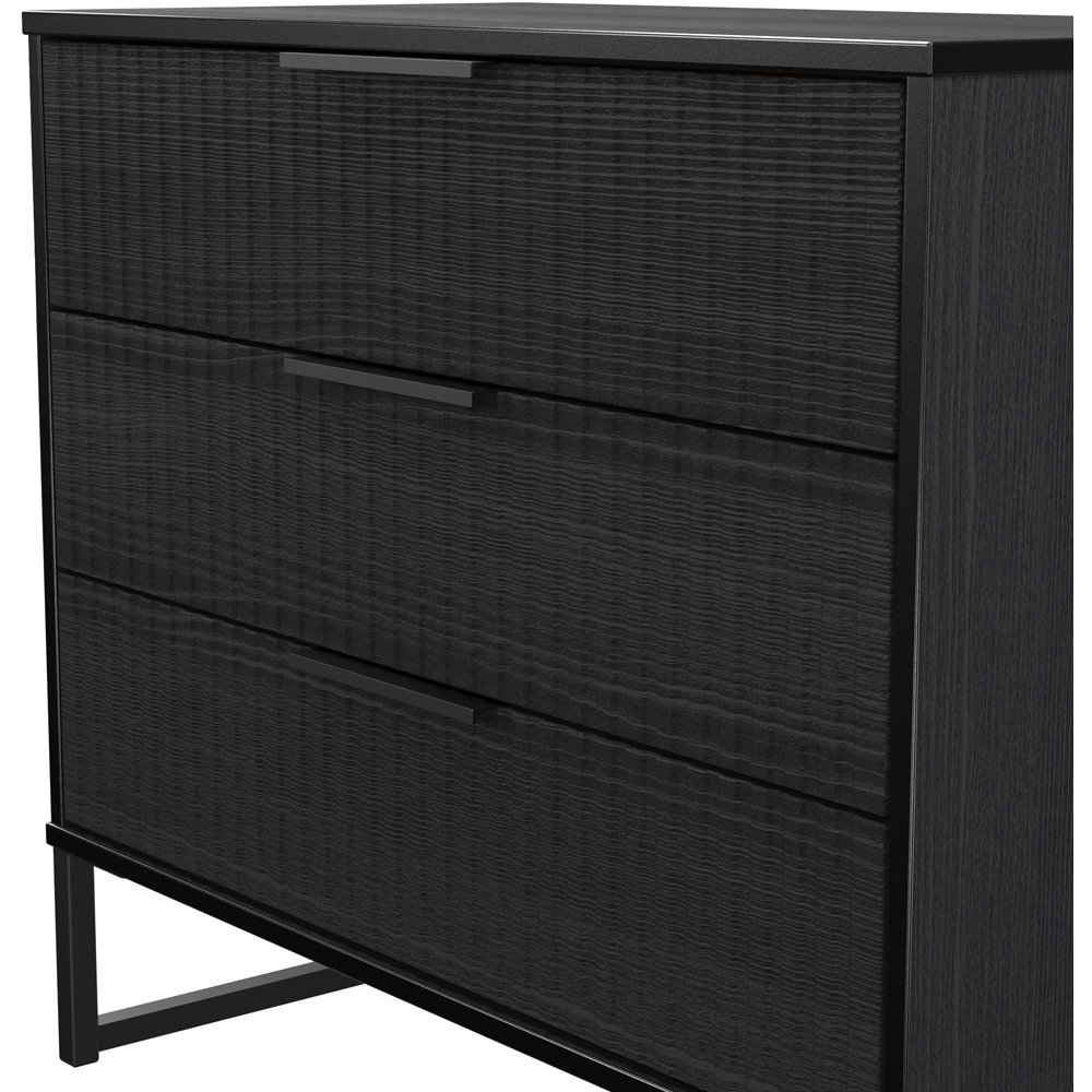 Crowndale Fluted 3 Drawer Black Ash Chest of Drawers Ready Assembled Image 5