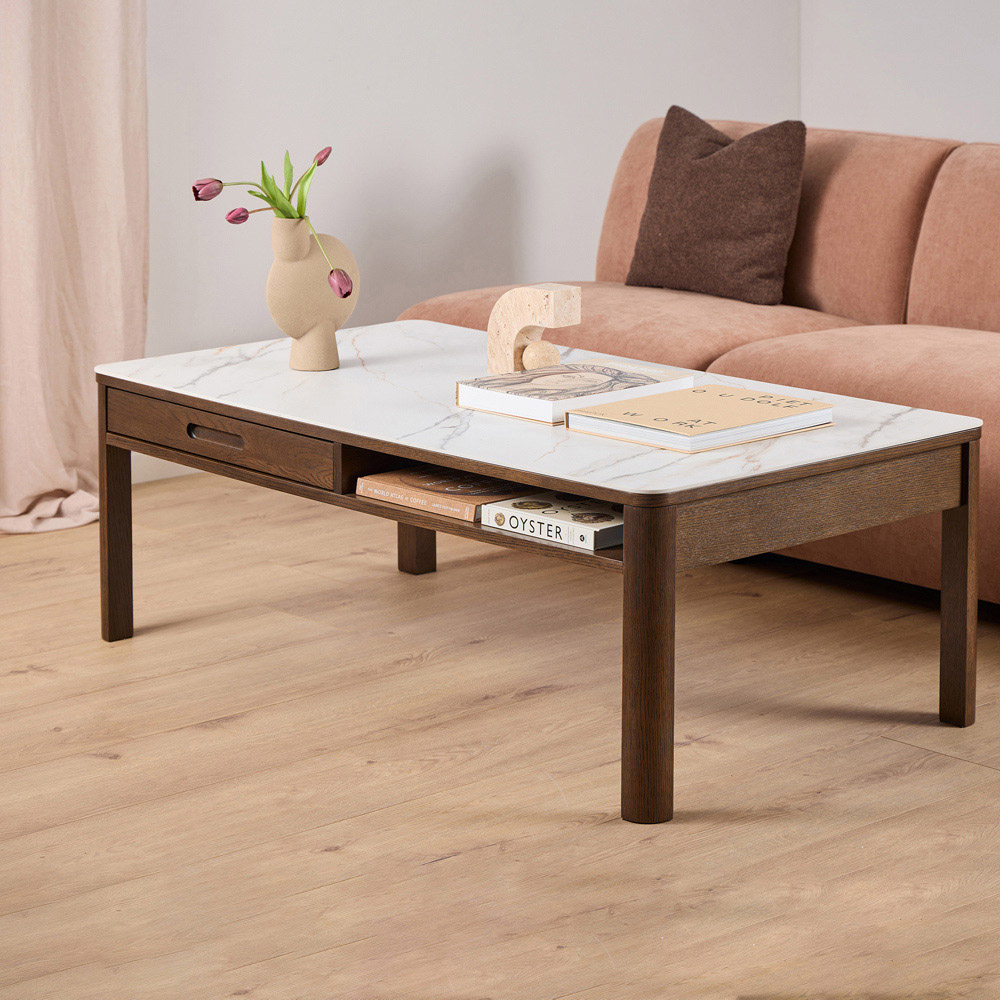 Florence Southampton Single Drawer Single Shelf Cream Ceramic Coffee Table Image 8