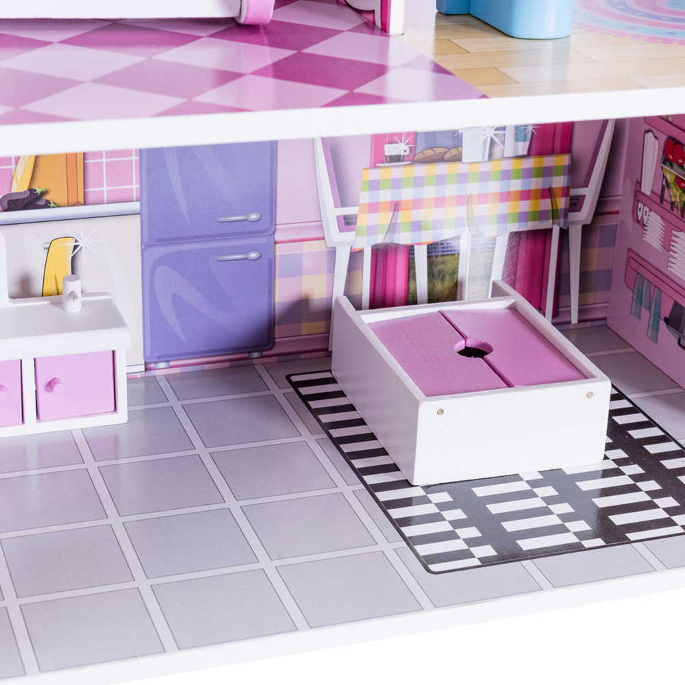 Costway Wooden Dolls House Playset with Furniture and Accessories Image 5