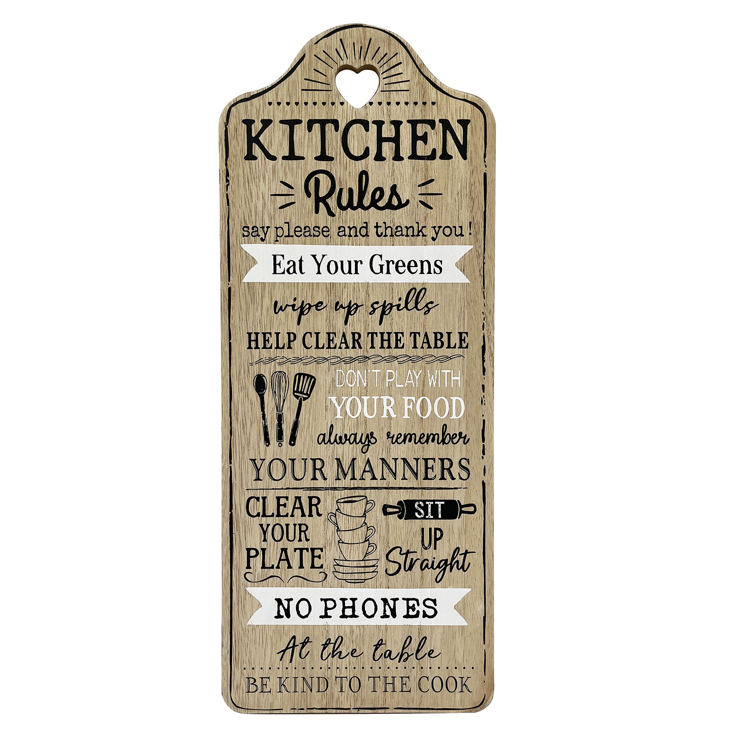 Wood Effect Kitchen Rules Plaque - Brown Image 1