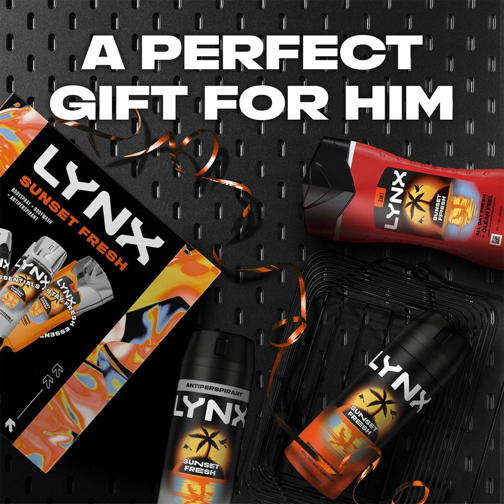Lynx Sunset Fresh Tropical Mango and Mandarin Scent Bodywash and Bodyspray Men Trio Gift Set 3 Pack Image 5