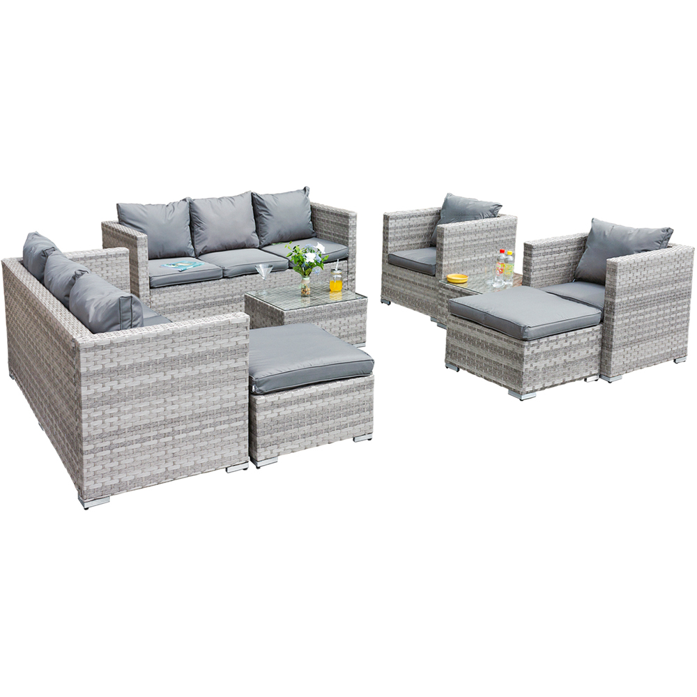Oseasons Acorn 10 Seater Dove Grey and Grey Cushion Deluxe Rattan Modular Sofa Set Image 2