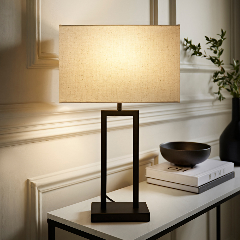 ValueLights Gloria Lamp Shade Black Double Stem Metal LED Table Lamp Image 2