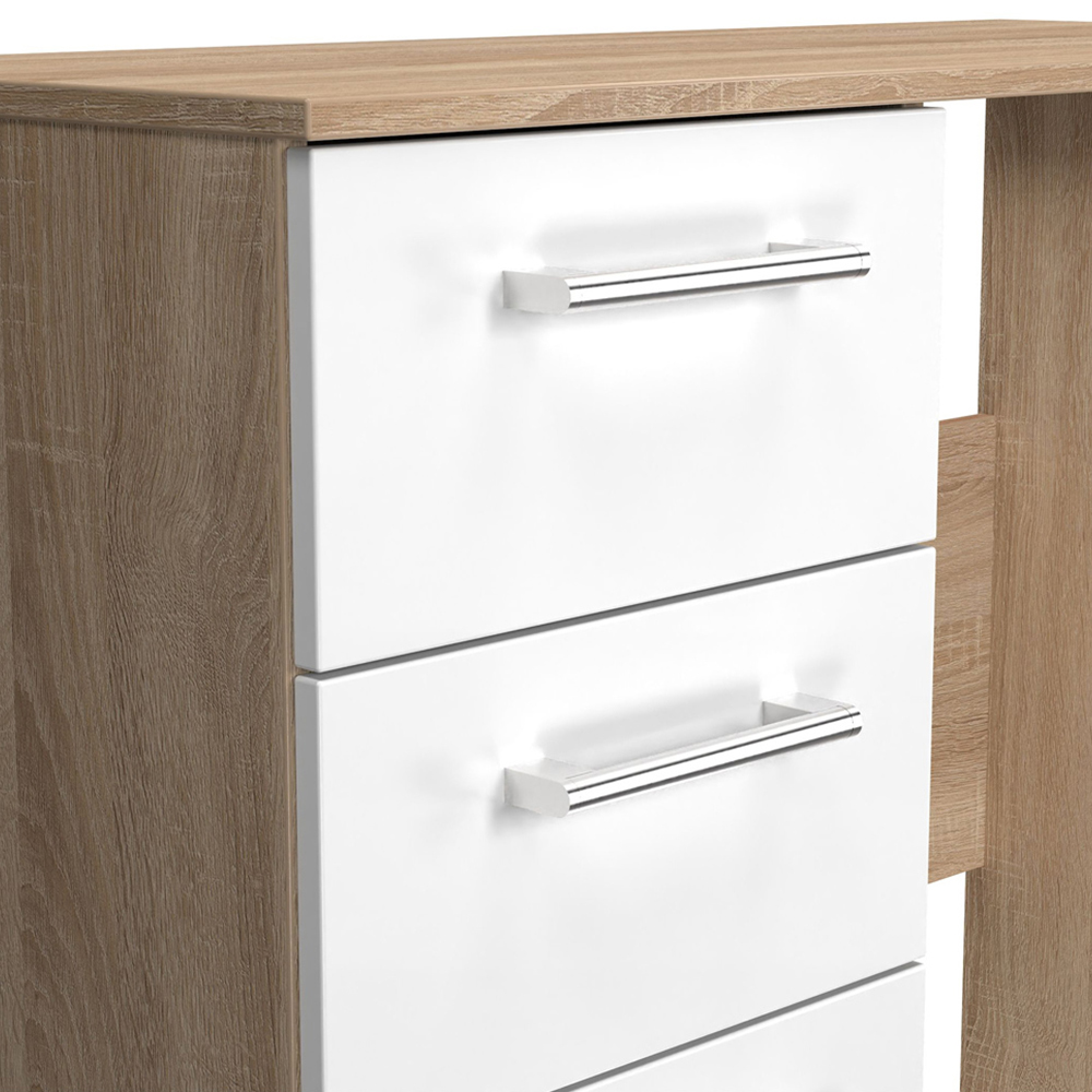 Crowndale Devon 3 Drawer White Matt and Bardolino Oak Vanity Table Ready Assembled Image 5
