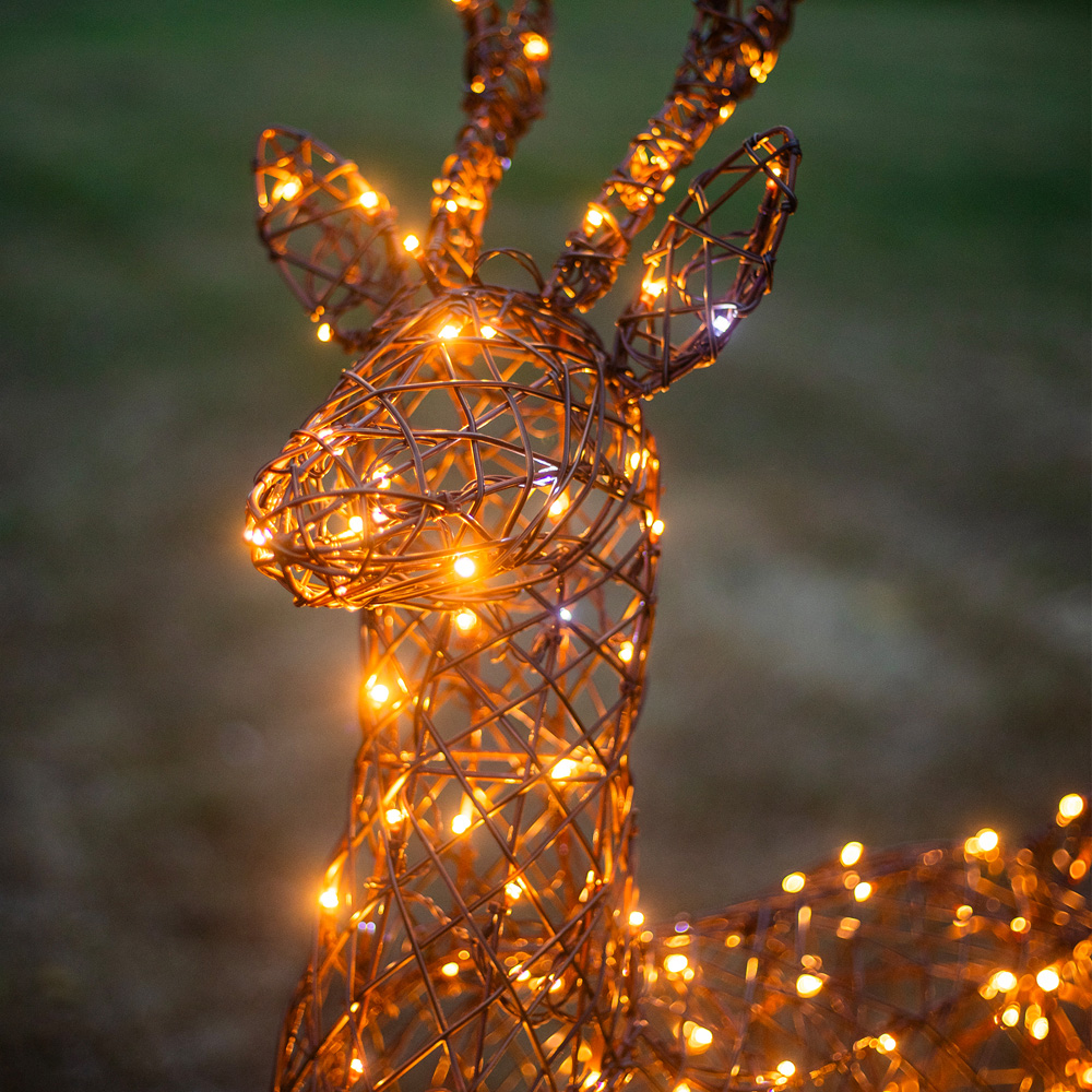 The Christmas Centre 230 LED Brown Wicker Light-Up Stag Reindeer 4ft Image 3