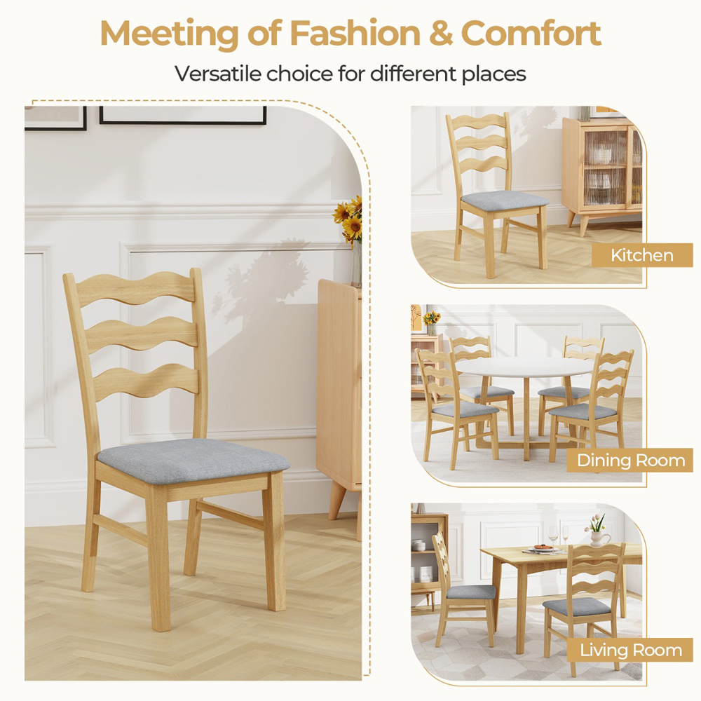 Costway Set of 2 Natural Dining Chair Image 8