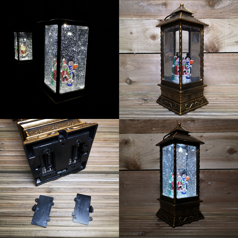 Samuel Alexander Snowman Scene Antique Effect Christmas Water Spinner Lantern 27cm Image 9