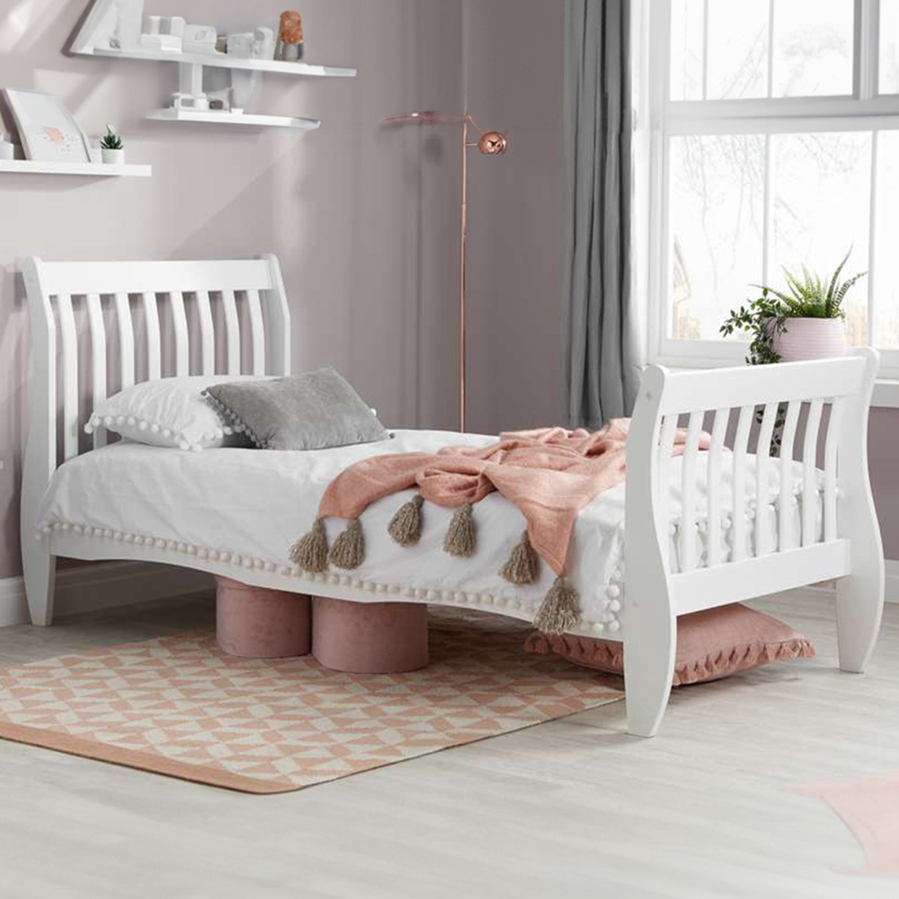 Belford Single White Wooden Bed Image 1