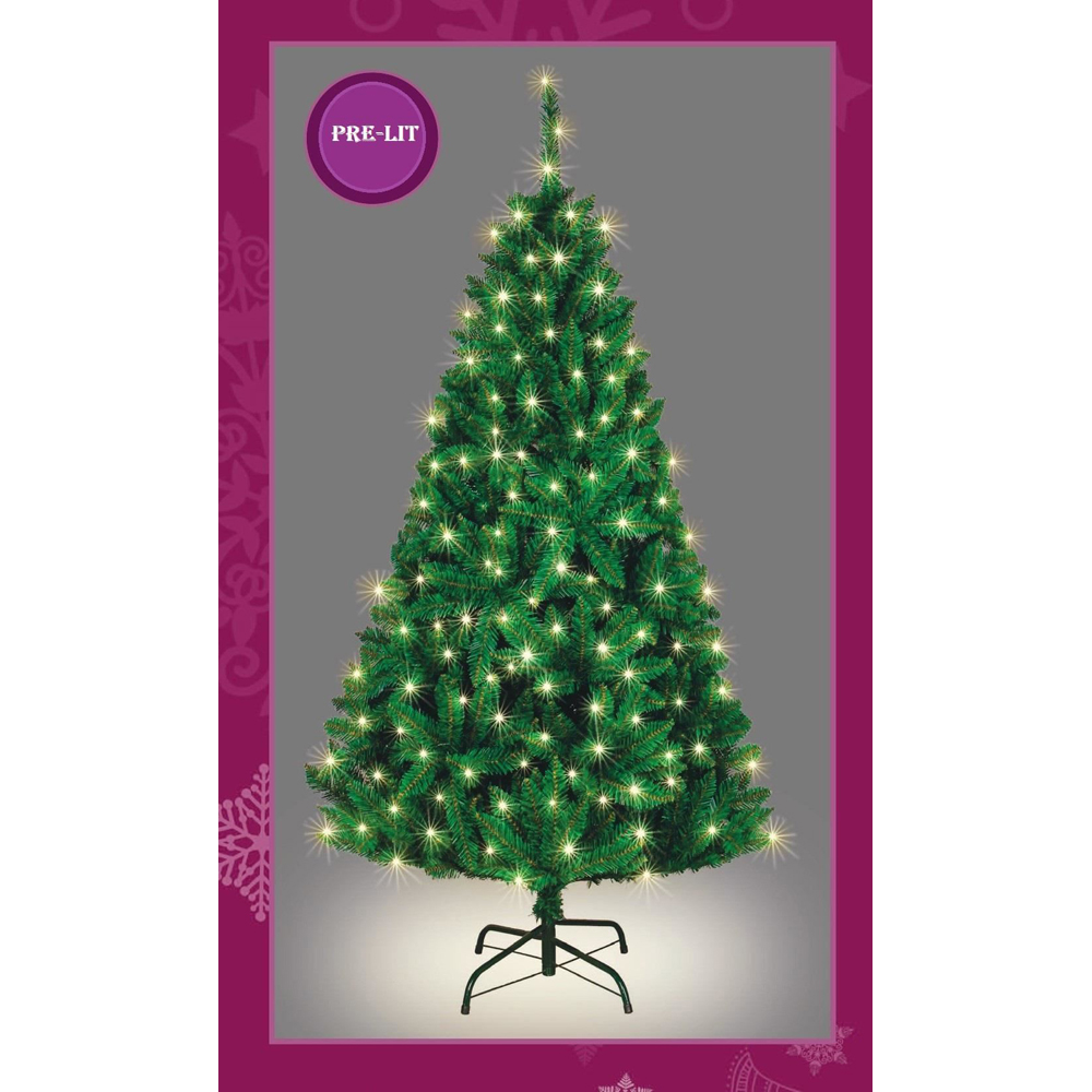 Shatchi Pre-Lit Deluxe Bushy Imperial Pine Artificial Christmas Tree 7ft Image 5