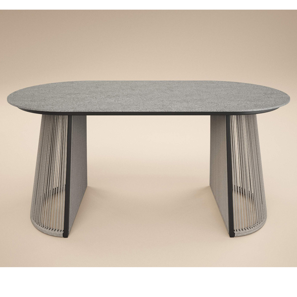 SOLACE+CO Hana Lynden 4 Seater Grey Oval Garden Dining Set Image 5