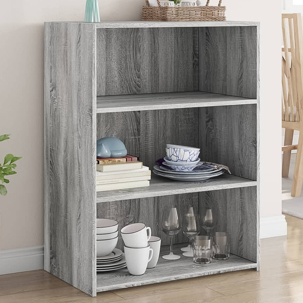 vidaXL 3 Shelf Grey Sonoma Sideboard Image 1