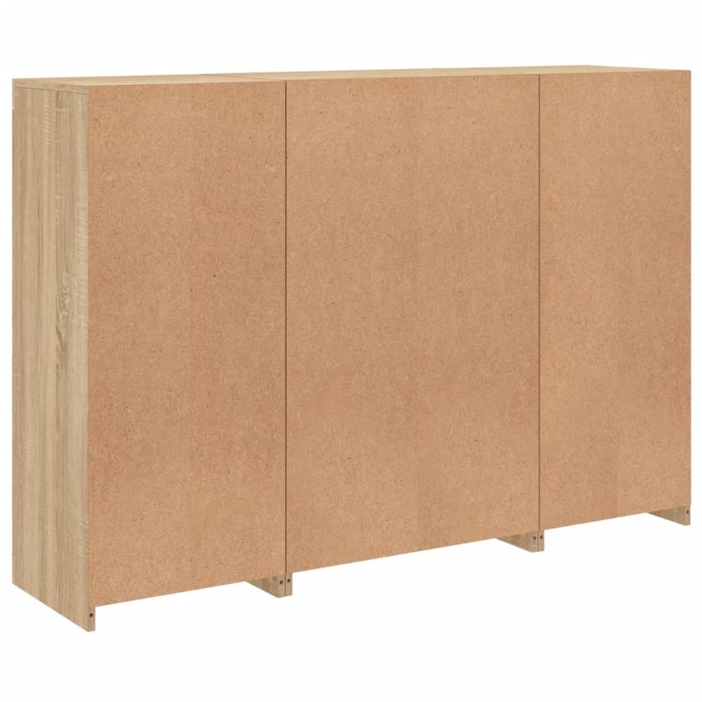 vidaXL 4 Door 6 Shelf Sonoma Oak LED Sideboard 3 Piece Image 8