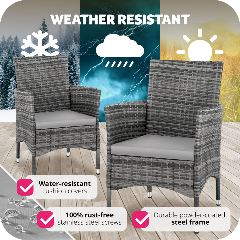tectake Nantes Set of 2 Grey and Light Grey Polyrattan Garden Chair Image 7