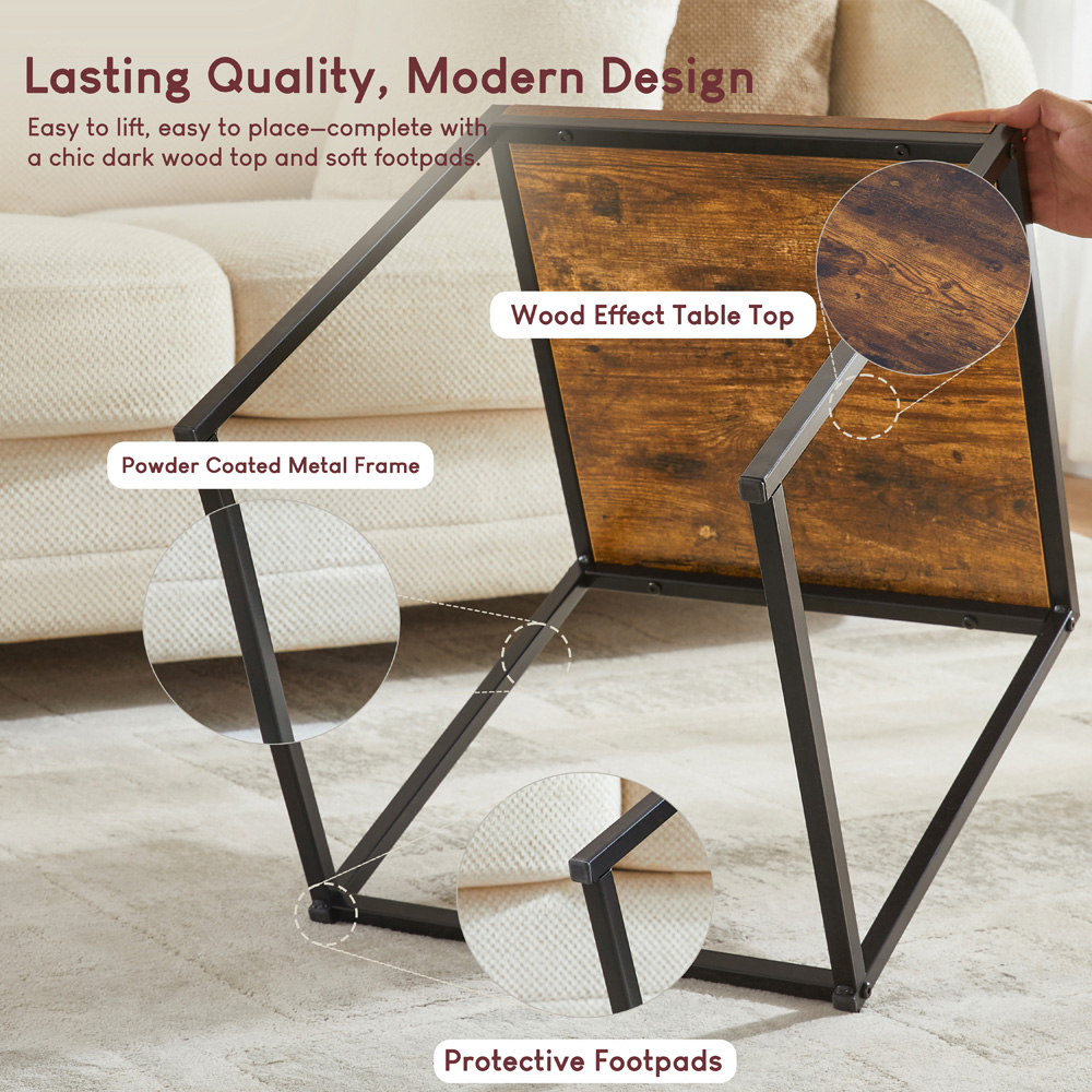 VIDA DESIGNS Brooklyn Dark Wood Nest of Tables Set of 2 Image 7