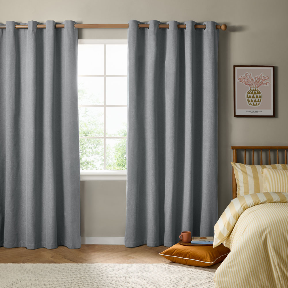 Furn The Ultimate Denim Textured Woven Blackout Eyelet Curtains 229 x 137cm Image 7