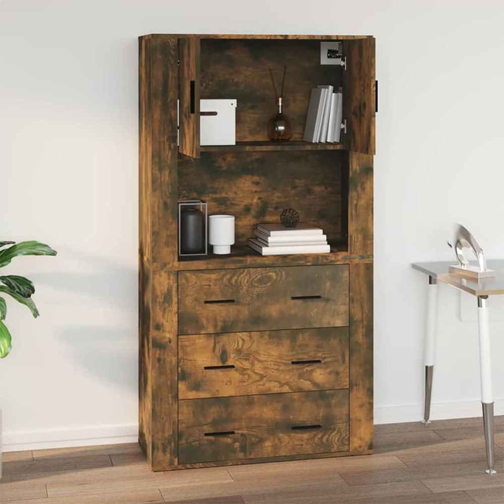 vidaXL 2 Door Single Shelf Brown Wall Cabinet Image 8