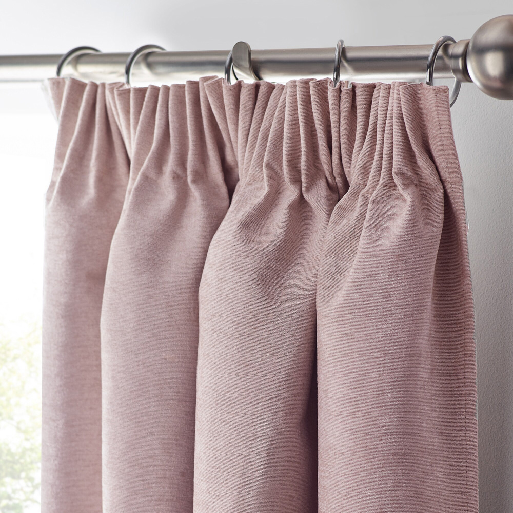 Alan Symonds Pink Chenille Blackout Pencil Pleat Curtains 229cm x 229cm Image 2