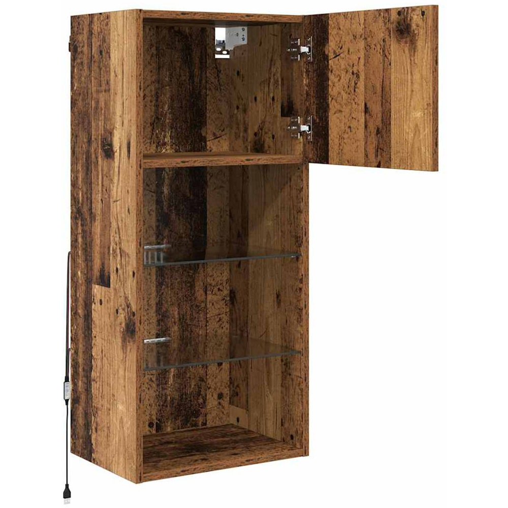 vidaXL Single Door 3 Shelf Old Wood Wide Wall Mounted LED TV Unit Set of 2 Image 5