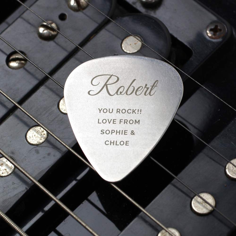 Personalised Memento Personalised Free Text Big Name Silver Plectrum Image 3