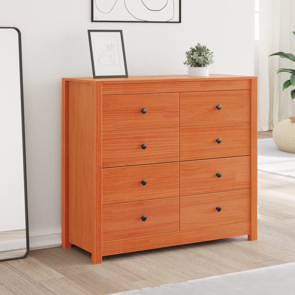 vidaXL 8 Drawer Solid Pine Wood Side Cabinet Image 9