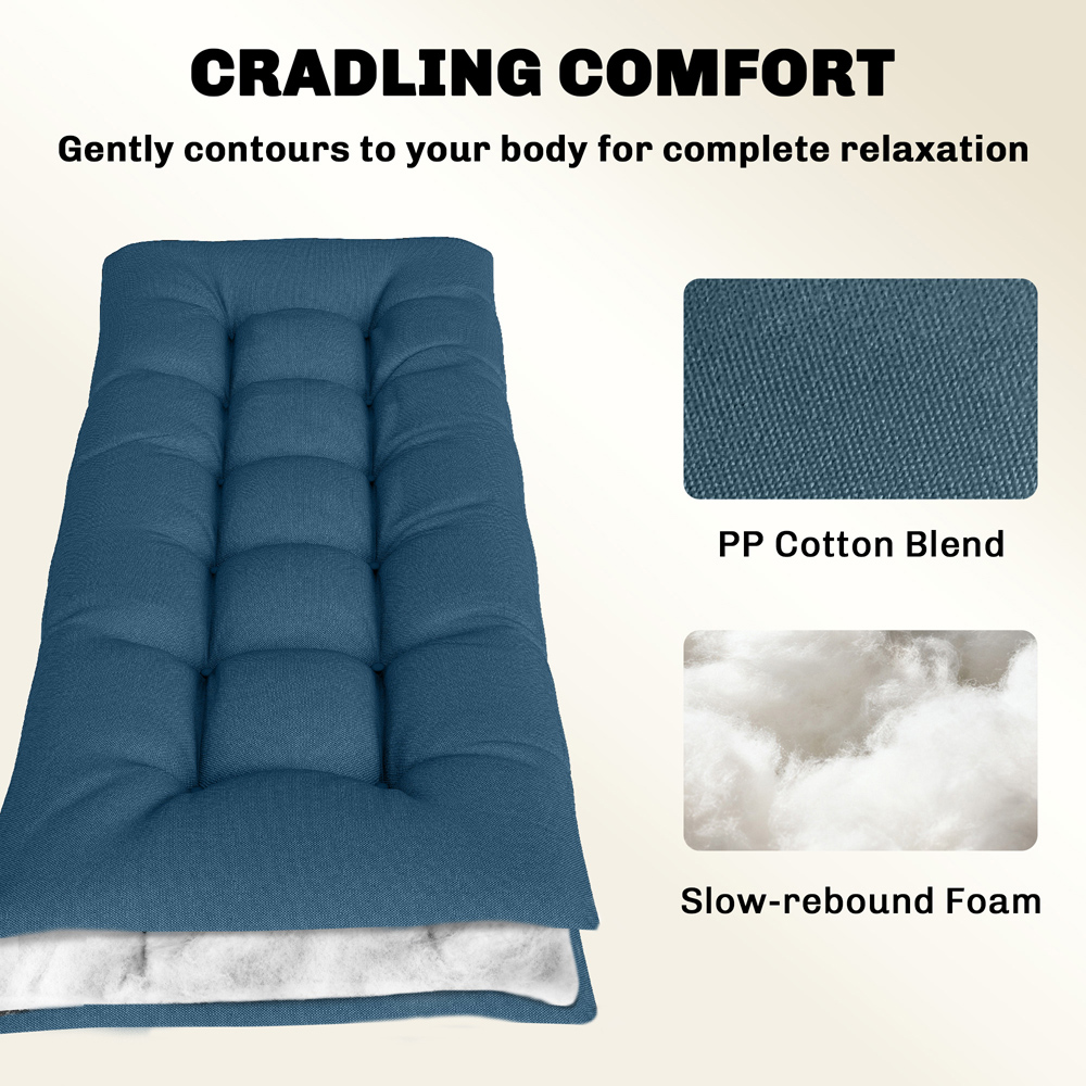 Outsunny Blue Memory Foam Sun Lounger Cushion with Ties Image 5