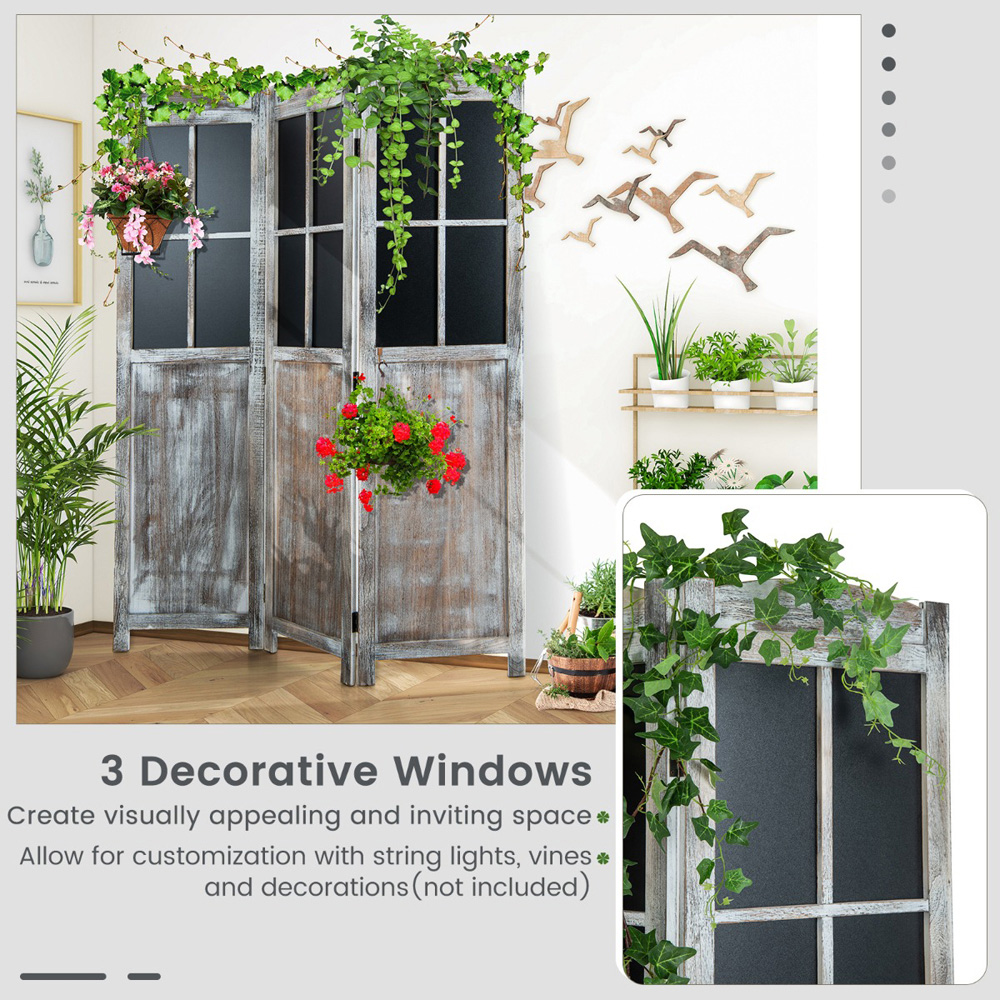 Costway 3 Panel Rustic Brown Vintage Foldable Room Divider Image 6