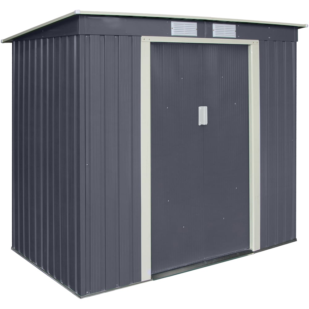 Rowlinson Trentvale Metal Pent Shed Dark Grey with Foundation Kit 6 x 4ft Image 1