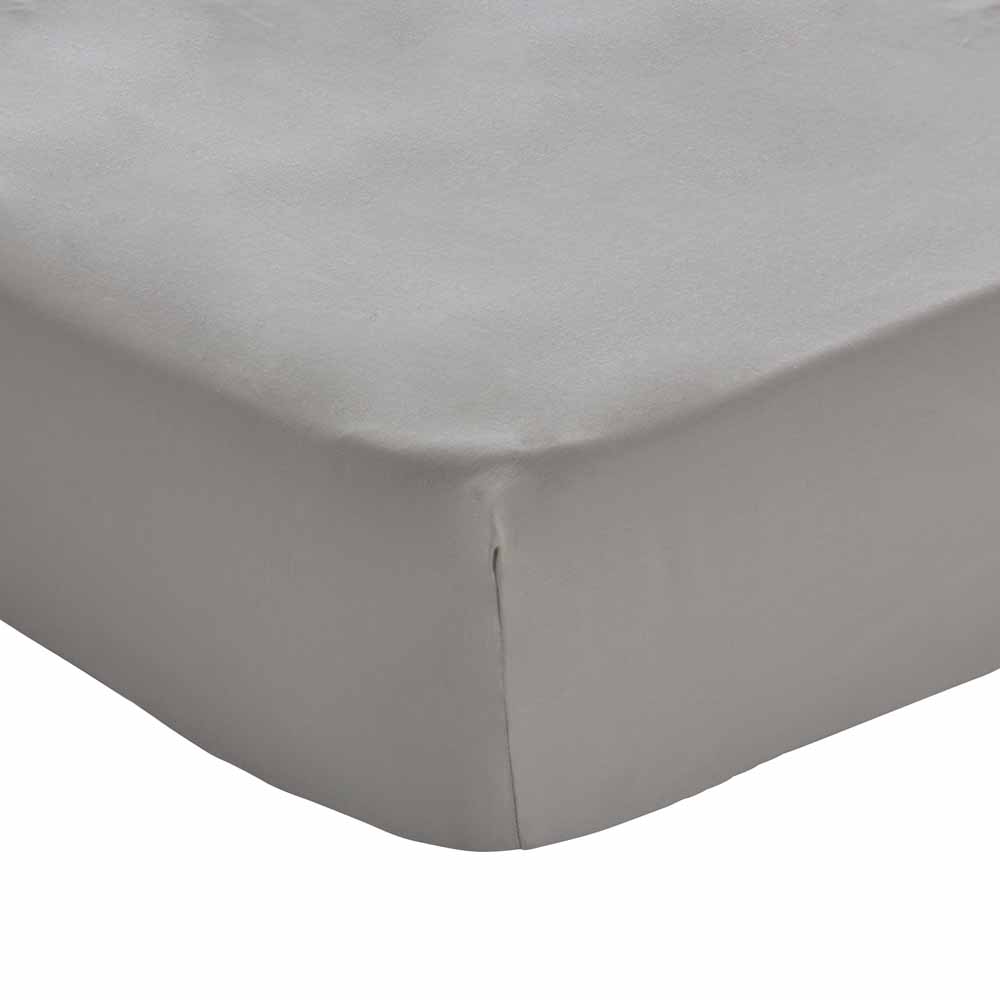 Wilko Single Silver Fitted Bed Sheet Image 1