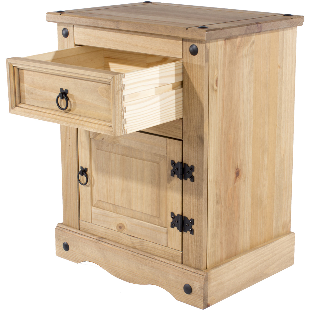 Core Products Corona Single Door Single Drawer Antique Pine Bedside Table Image 5