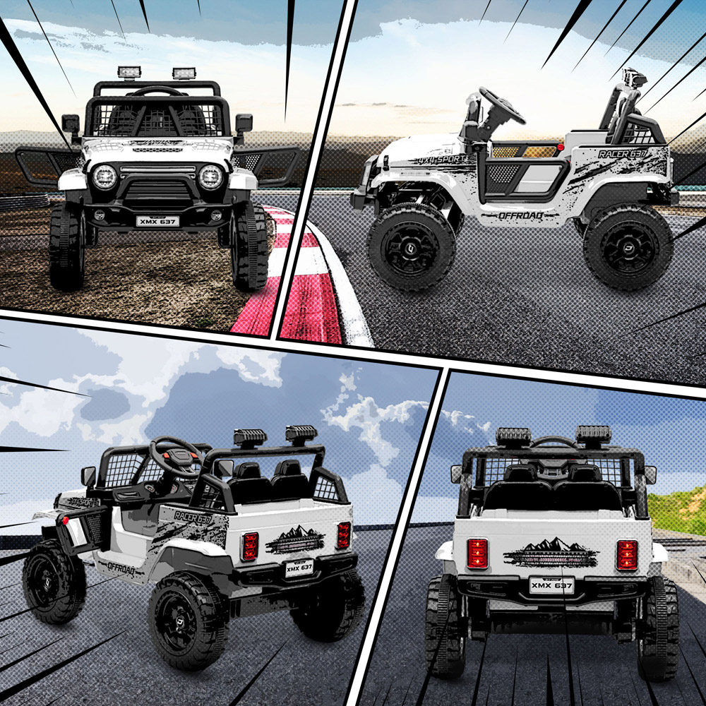 Tommy Toys White Kids Electric Truck with Suspension Ride On Car 12V Image 8