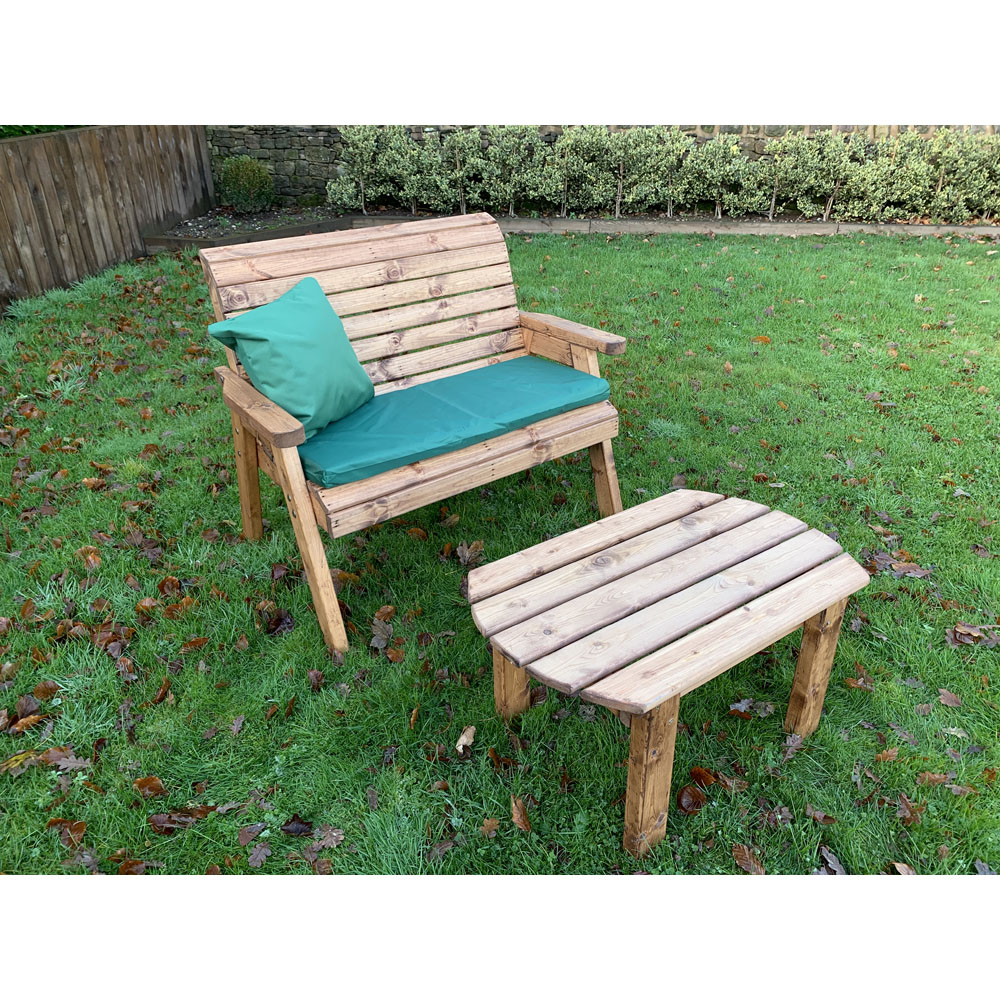 Charles Taylor 2 Seater Deluxe Bench Set with Green Cushions Image 4