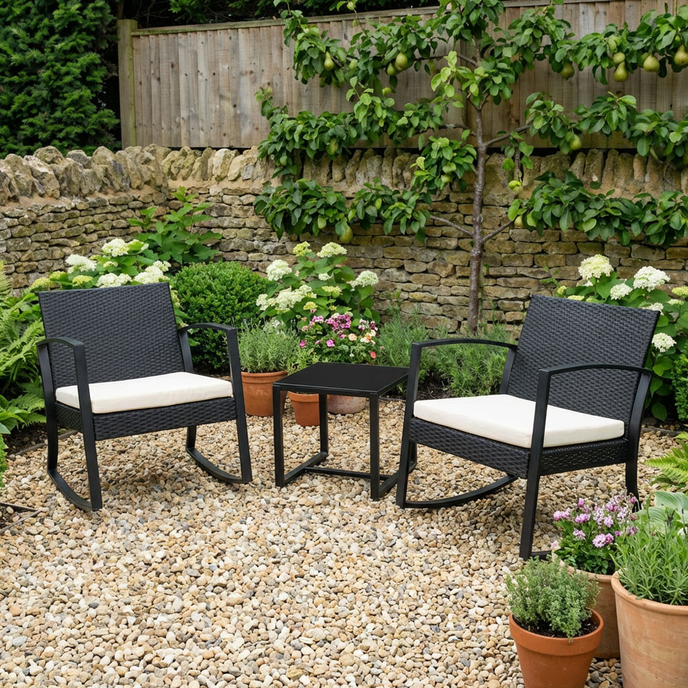 Monza 2 Seater Rocking Bistro Set Black Image 5