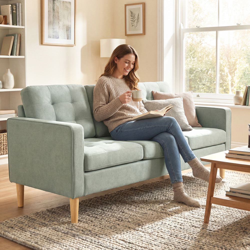 Portland 3 Seater Light Grey Snow Flannel Sofa with Storage Image 2