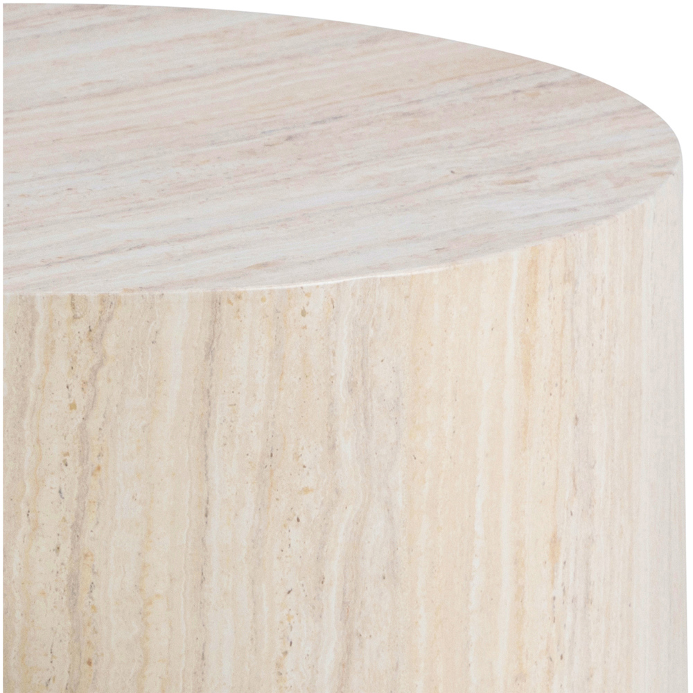 Florence Dice Round Light Travertine Effect Coffee Table Set of 2 Image 4