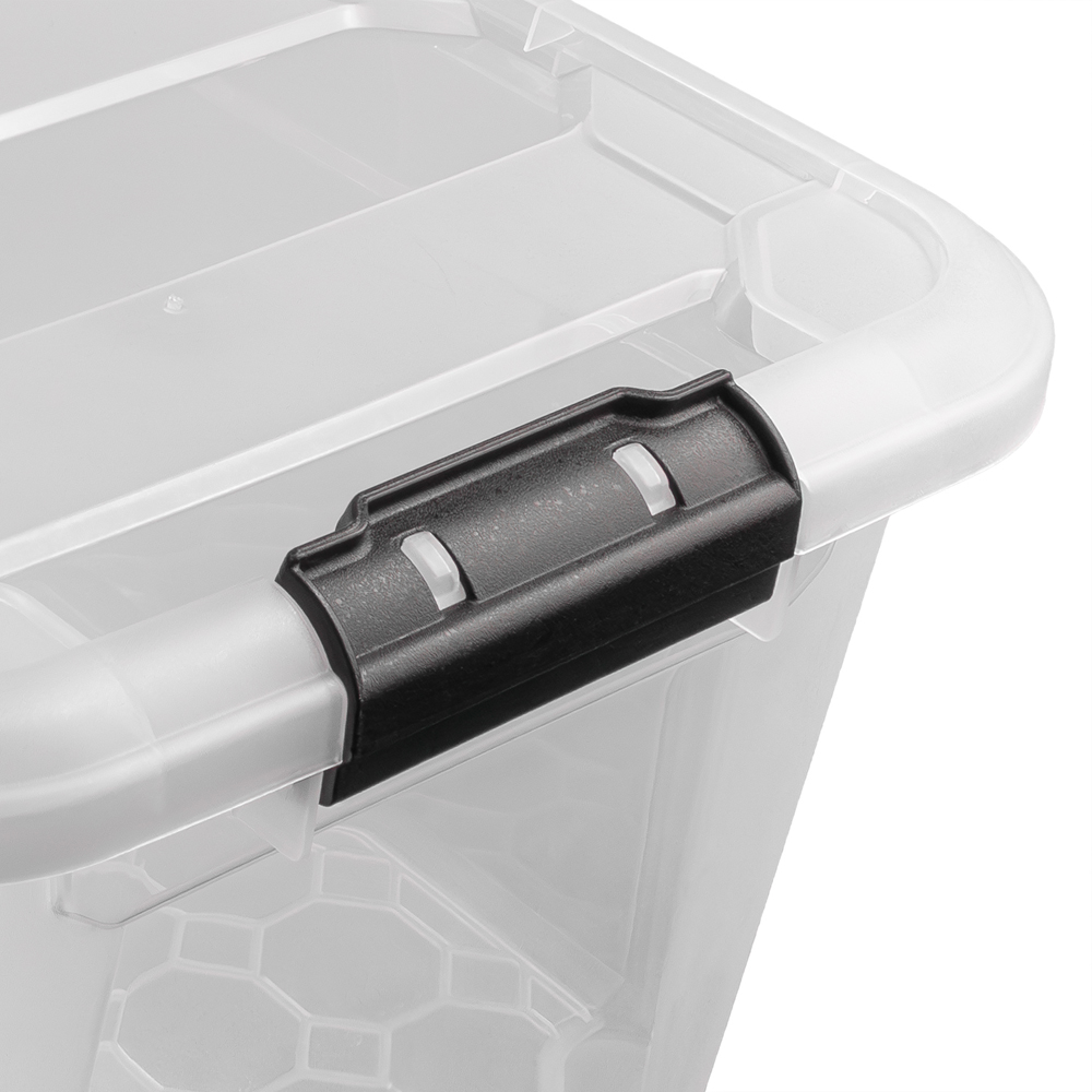JVL 30L Clear Plastic Stackable and Nestable Storage Box with Secure Clip Lid 3 Pack Image 5
